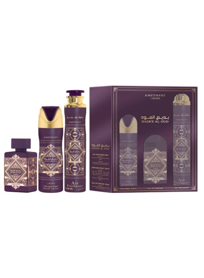 Giftset Badee Al Oud Amethyst + Deo + Af