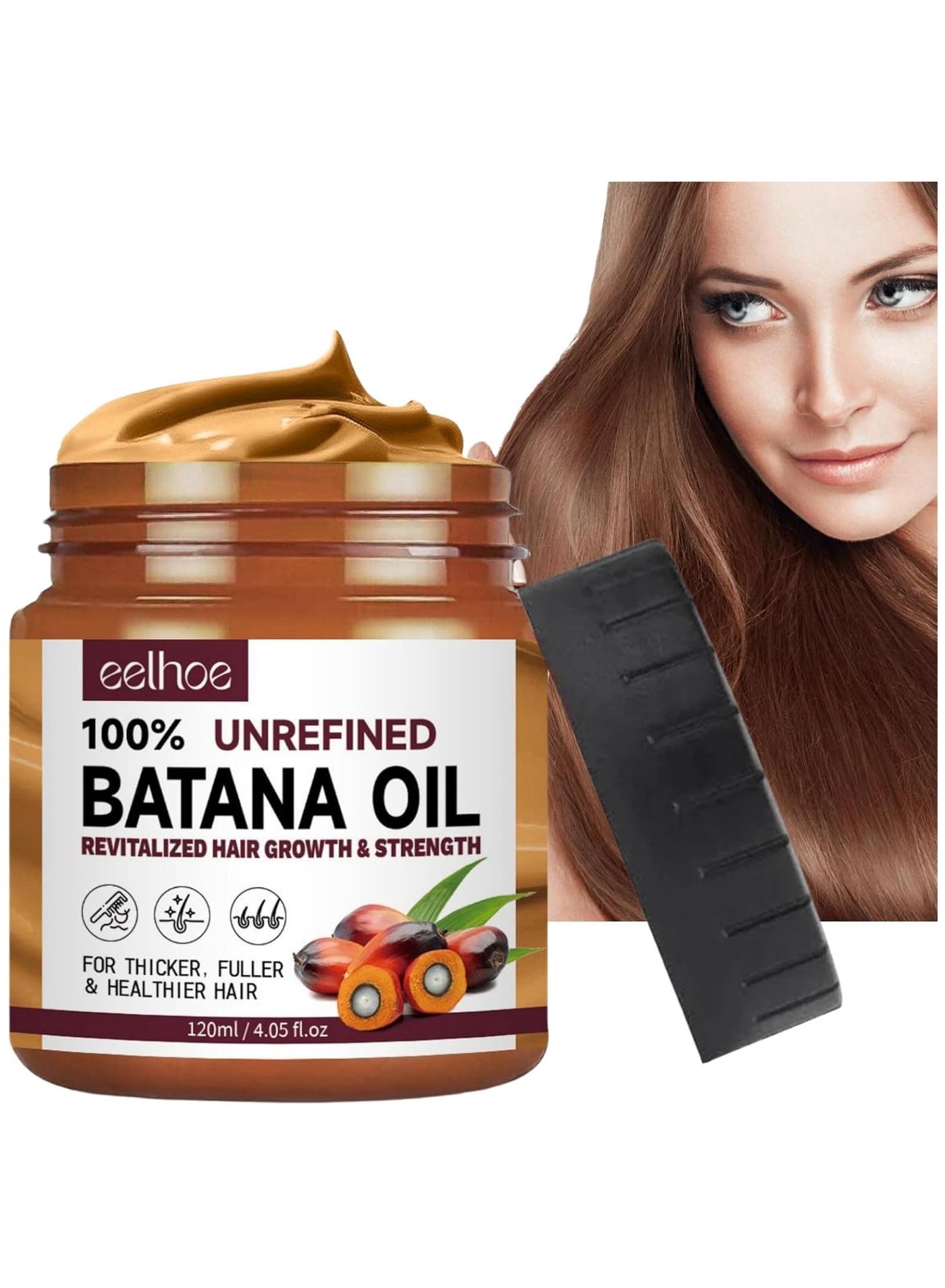 Batana Oil for Revitalized Hair Growth & Strength 100% Unrefined Thickens Fuller Healthier Hair, Organic Hair Treatment 120ml/4.05fl.oz