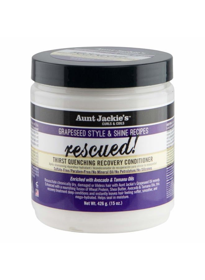 Grapeseed Style and Shine Recipes Rescued Thirst Quenching Hair Recovery Conditioner Repair Treatment, Seals in Moisture, 15 oz