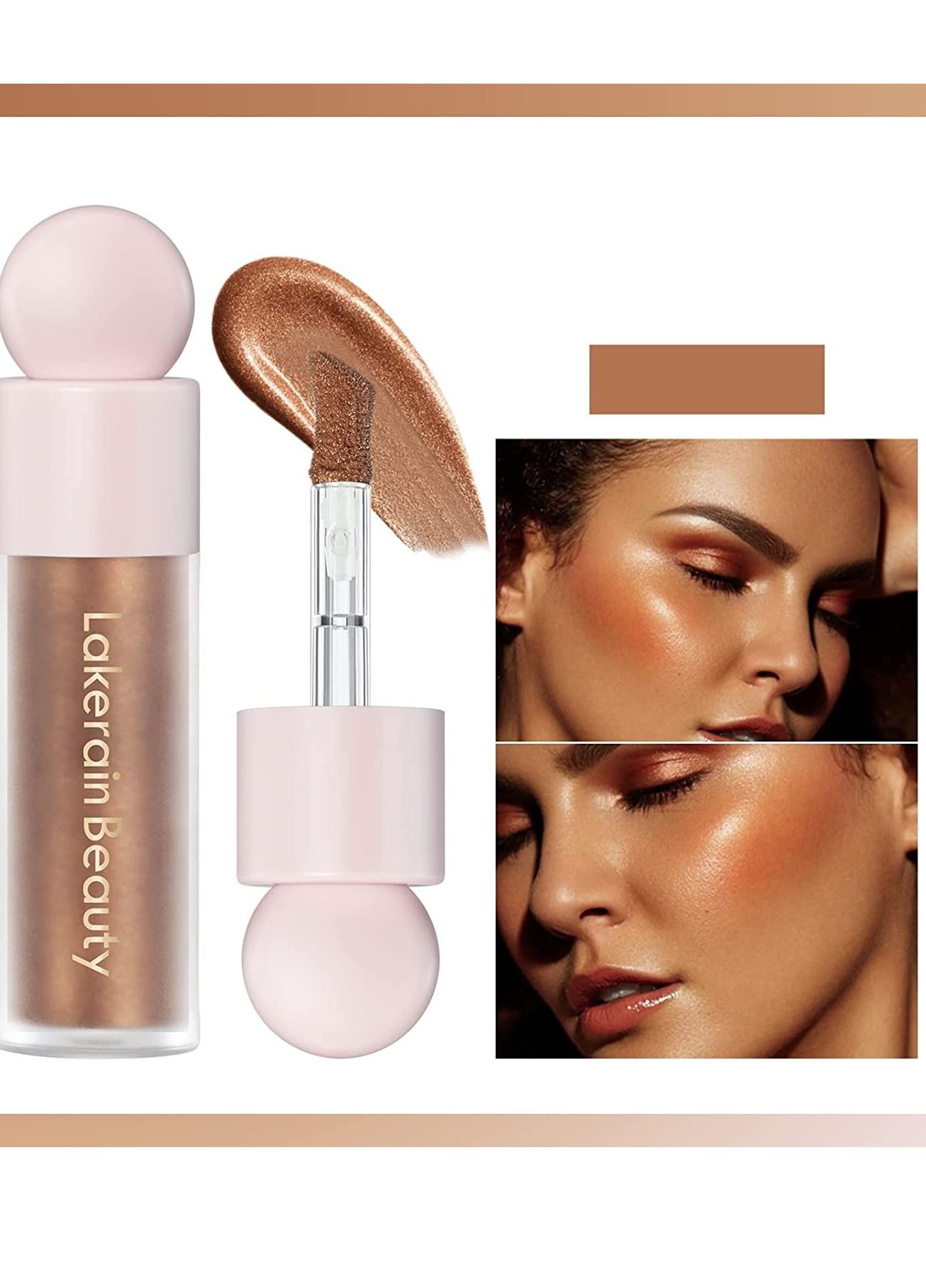 Liquid Highlighter Stick Multi Use Contour Stick Makeup for Face and Body Moisturizing Waterproof Light Liquid Luminizer with Cushion Applicator Natural Looking Face Highlighter Makeup#04