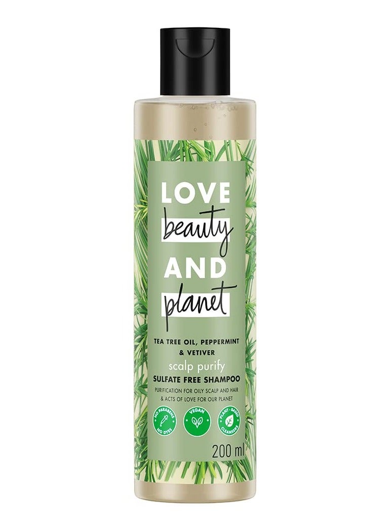 Tea Tree Peppermint and Vetiver Sulfate Free Shampoo, No Parabens, 200ml