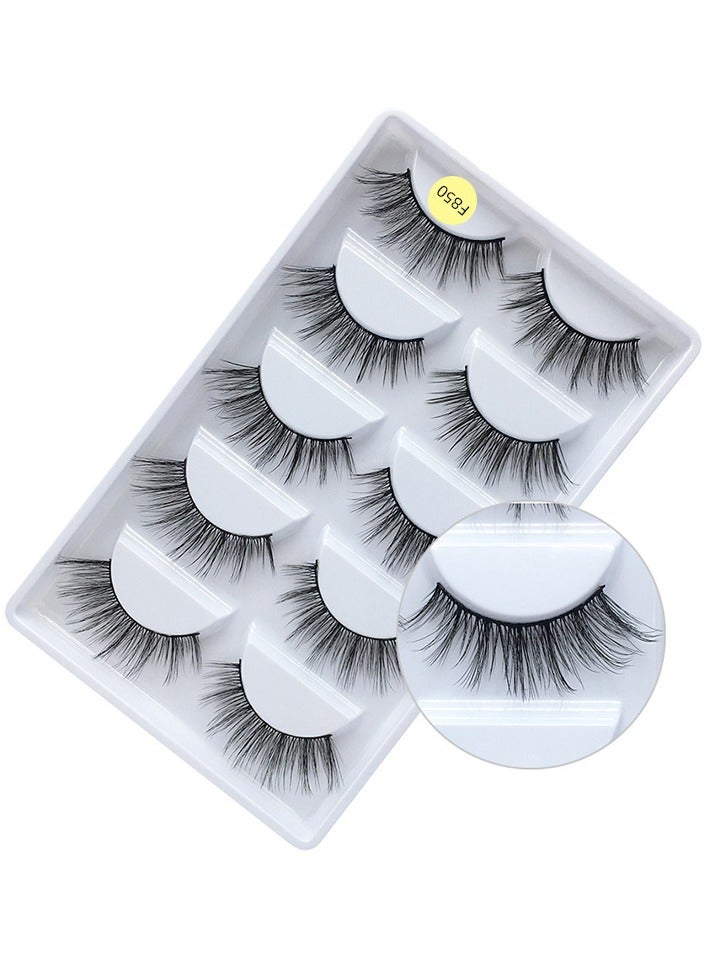 ORiTi  False Eyelashes, 3D Faux Mink Eyelashes Handmade Dramatic Thick Crossed Cluster False Eyelashes Black Nature Fluffy Long Soft Reusable(5 Pairs) (F850)