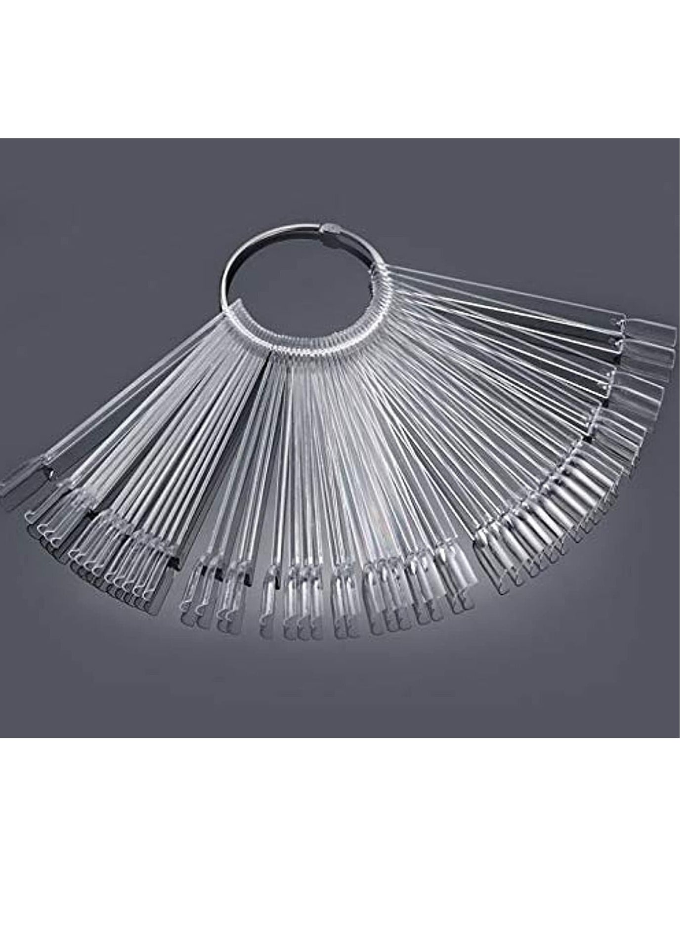 ORiTi 50 PCS Transparent Fan-shaped Nail Art Tips Display Polish Board Display Practice Sticks Tool(Transparent)