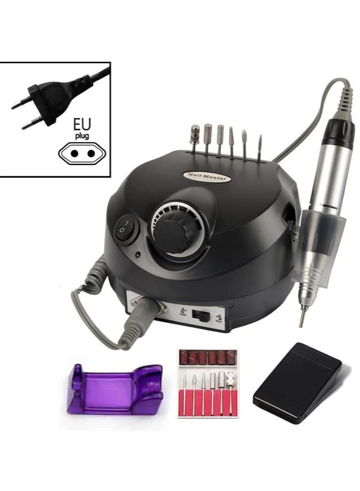 ORiTi Electric Nail Drill Machine 30000RPM E-file Electric Nail File Grinder Polisher Kit Manicure Pedicure Drill for Acrylic Gel Nails EU Plug (EU BLACK) DM-202