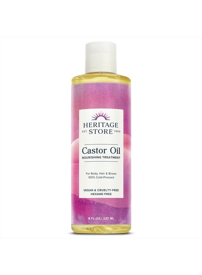Castor Oil, Cold Pressed, Rich Hydration for Vibrant Hair & Skin, Bold Lashes & Brows, No Hexane (8 Fl Oz)