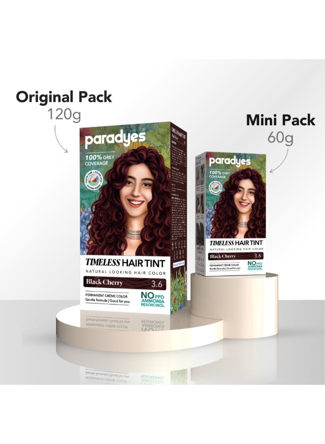 Mini Black Cherry Timeless Hair Tint, Permanent Crème Hair Color for Hair, Complete Grey Coverage, Formula Free from PPD, Ammonia, & Resorcinol, 3.6 Black Cherry, 60 GRAM - image 3