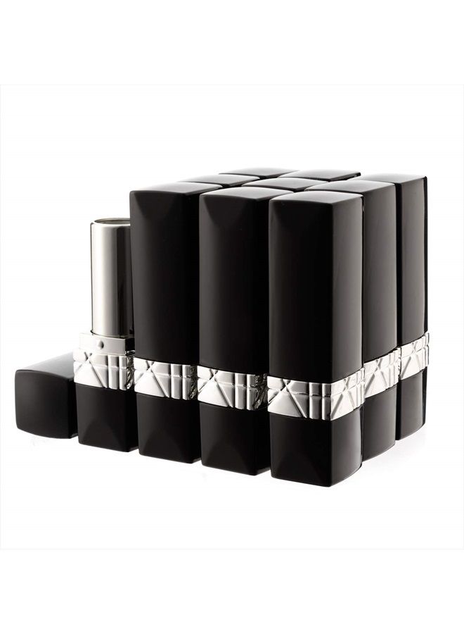 10Pcs Black Empty Lipstick Tubes DIY Lip Balm Container (Rectangle Tube)