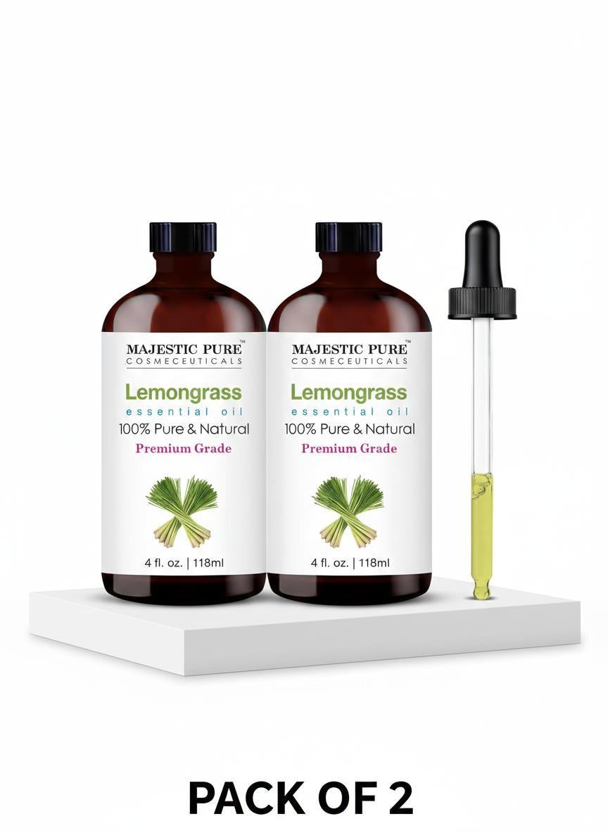 Lemongrass Essential Oil | 118 ml | 100% Pure and Natural Lemongrass Oil | Premium Grade Essential Oils for Hair Care, Home Diffusers, Skin, Aromatherapy, Massage and HumidifiersPack of 2