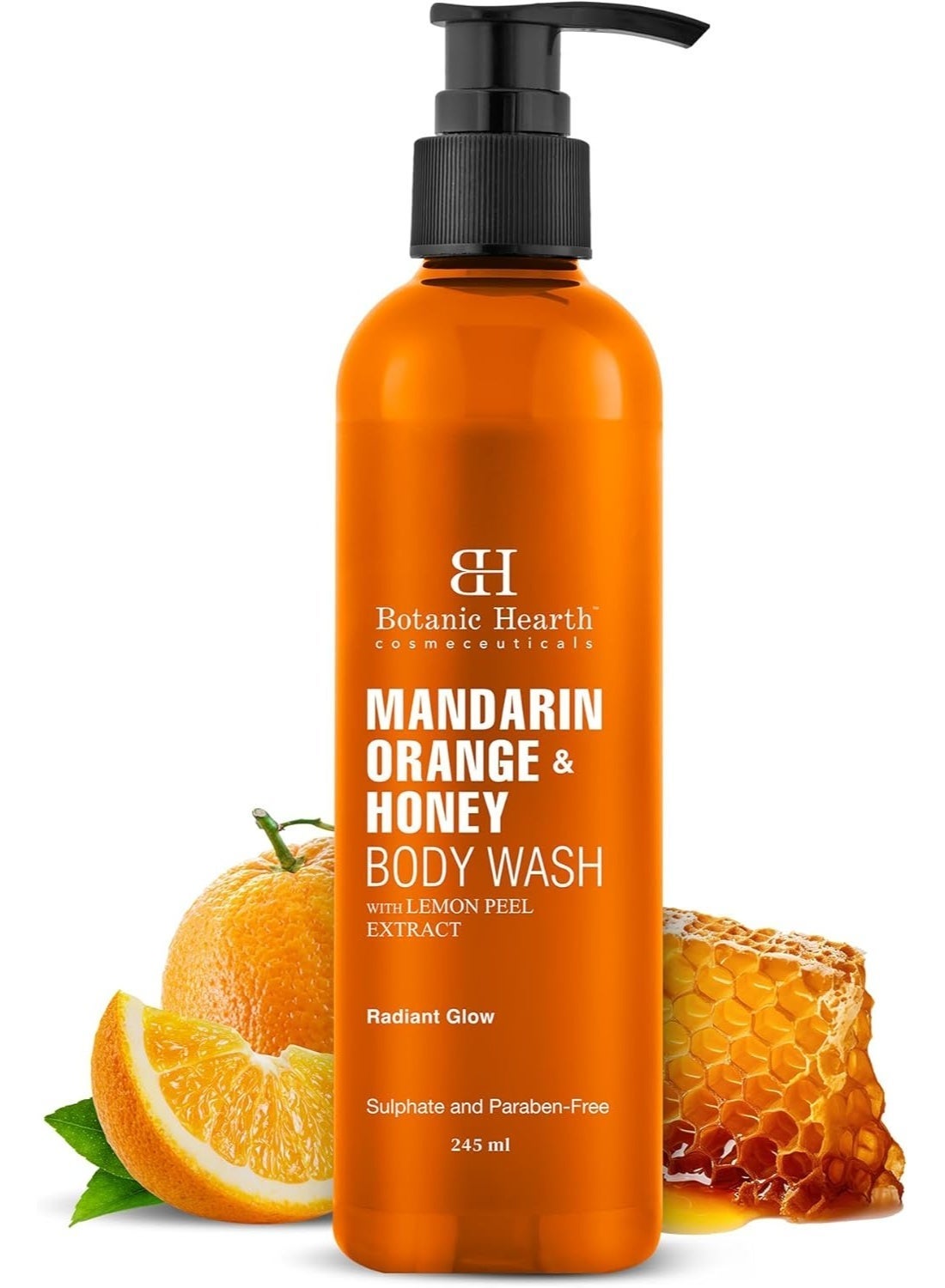 Mandarin Orange & Honey Body Wash with Lemon Peel Extract for a Radiant Glow | Sulphate & Paraben Free | Suitable for All Skin Types | Shower Gel for Men and Women| 245ml