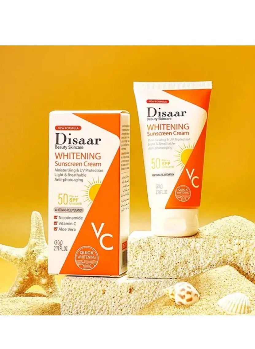 Anti Photoaging Spf 50 Whitening Sunblock Vitamin C Nicotinamide Brighten Moisturizing Light Face Sunscreen 80 g