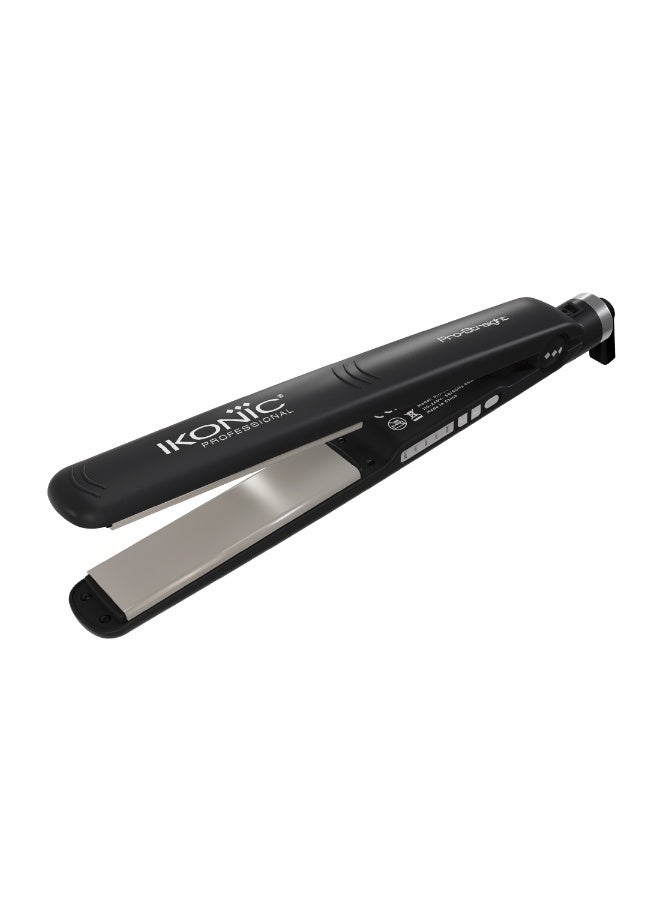Ikonic Pro Straight Hair Straightener Black Ergonomic Slim Design Adjustable Heat Up to 230°C Floating Titanium Plates Auto Shut-Off 360° Swivel Cord Travel-Friendly All Hair Type