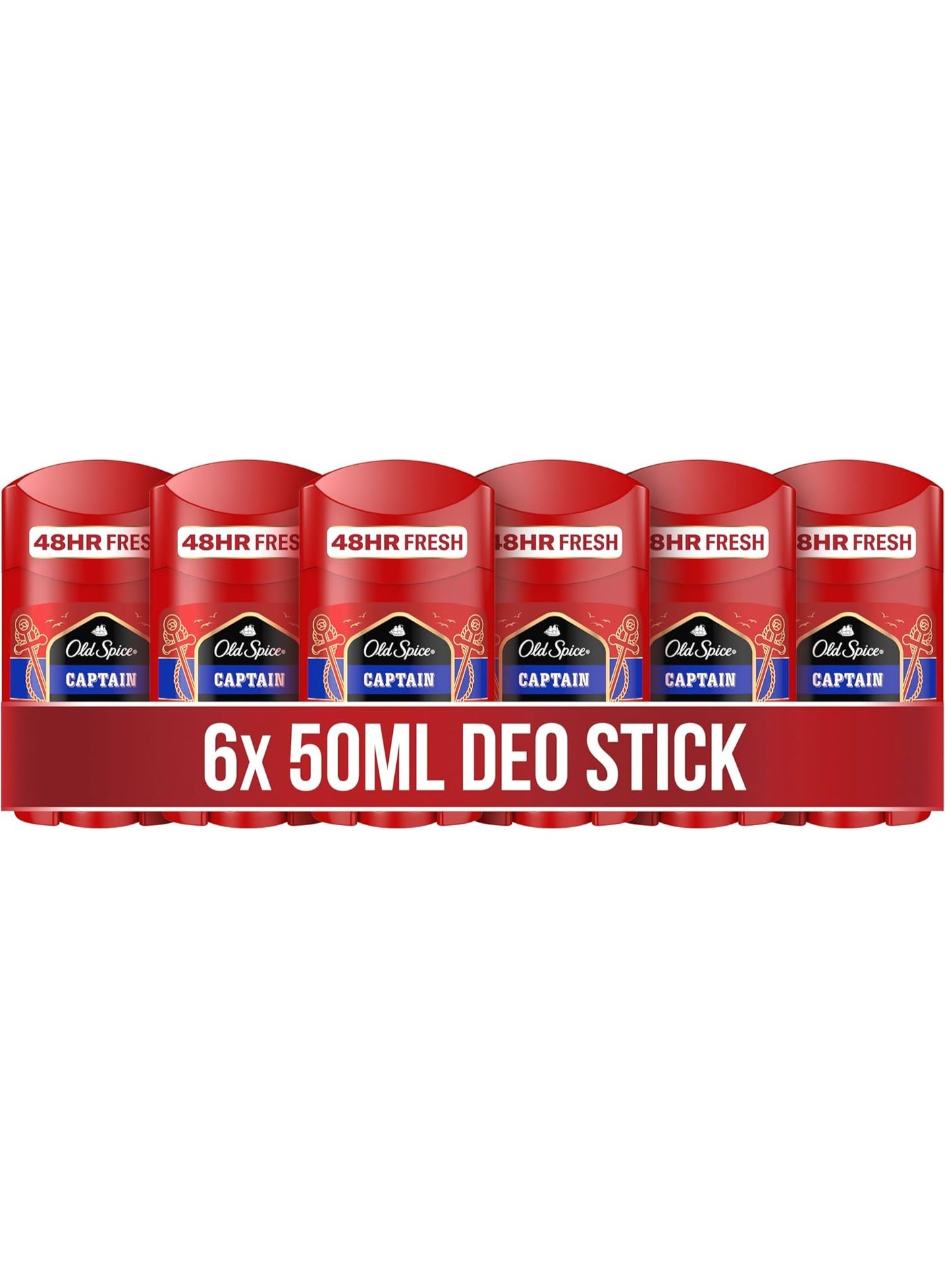 Old Spice Captain deodorant stick for men, 6 x 50 ml, 24/7 freshness with daily use, long-lasting fragrance in perfume quality, protection against odours, no aluminium salts