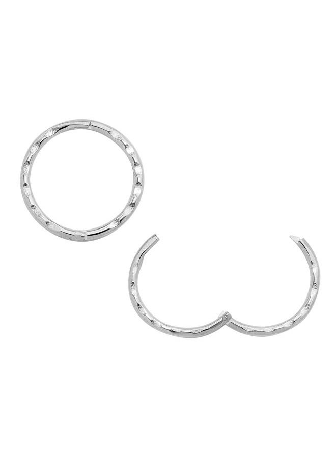 (10mm) 925 Solid Sterling Silver Australian Made Faceted Hinged Sleeper Earrings Nose Lip Septum Tragus Hoop Segment Ring Nickel Free Hypoallergenic