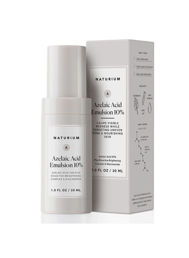 Azelaic Acid Emulsion 10% Plus Bioactive Complex & Niacinamide, Anti-Aging Skin Care, 1 oz