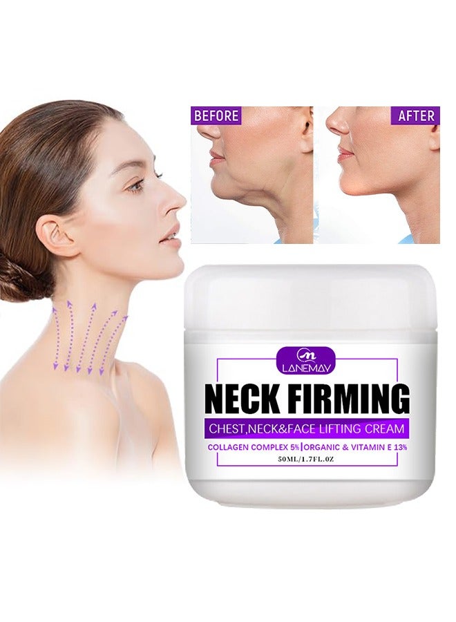 Neck Firming,Collagen Neck Firming Cream,Face Lift&Tightening Cream for Face Neck Chest,Natural Anti-Aging Facial Moisturizer with Collagen&Vitamin E,Sagging Wrinkle Skin Treatment for Women and Men 50ml