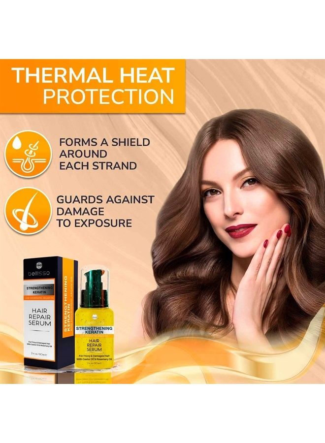 Keratin Hair Serum Oil ‚Äì With Moroccan Argan Oil - Heat Protectant and Anti Frizz Control Repair Treatment for Women and Men - Straightener for All Hair Types Including Curly, Frizzy and Wavy Hair