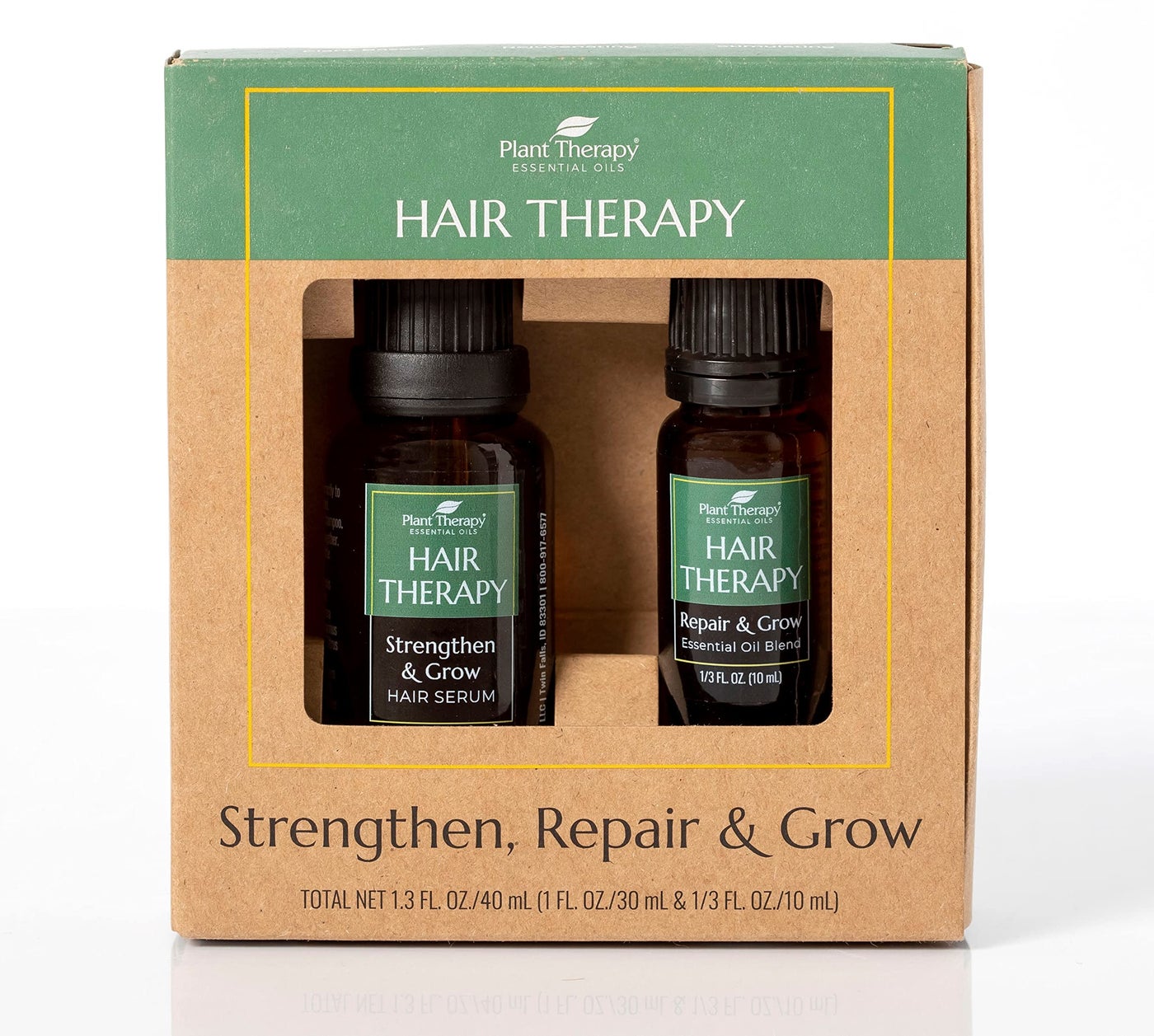 Plant Therapy Hair Therapy Blend & Serum Set - Strengthen, Repair and Grow Shiny Healthy Hair, 1 oz Serum & 10 mL Essential Oil Blend