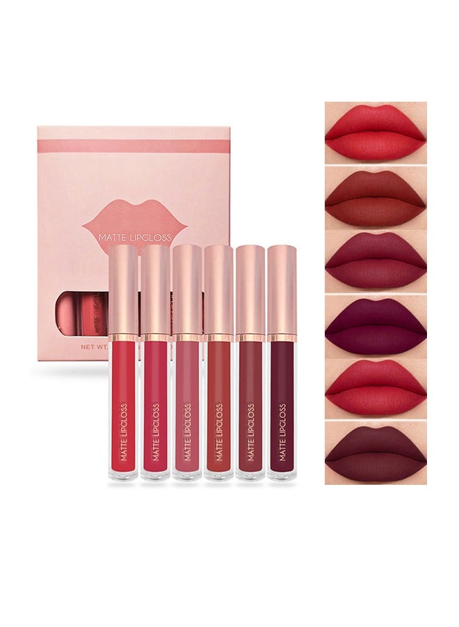 Matte Lipgloss,Nude 6 Pcs Matte Liquid Lipstick Set Moisturizing Long Lasting Waterproof Velvet High Pigmented Lip Makeup Set For Women