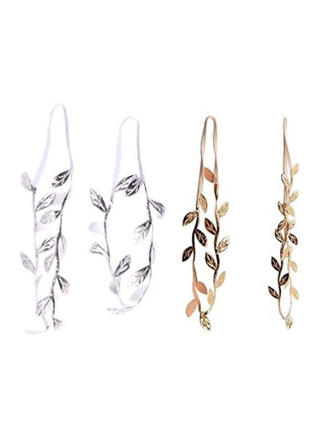 4pcs Gold and Silver Leaves Headwear Hair Bands Headbands