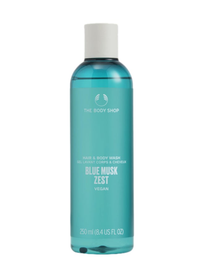 Blue Musk Zest Hair & Body Wash – Gently Cleanses Skin, Scalp & Hair | Hydrates Scalp & Leaves Hair Feeling Lighter | Citrus-Fragranced with Grapefruit, Green Lemongrass & Geranium, 250 ml