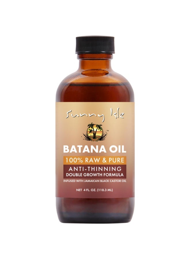 Sunny Isle Batana Oil Infused with Jamaican Black Castor Oil 4oz | Anti-Thinning Double Growth Formula