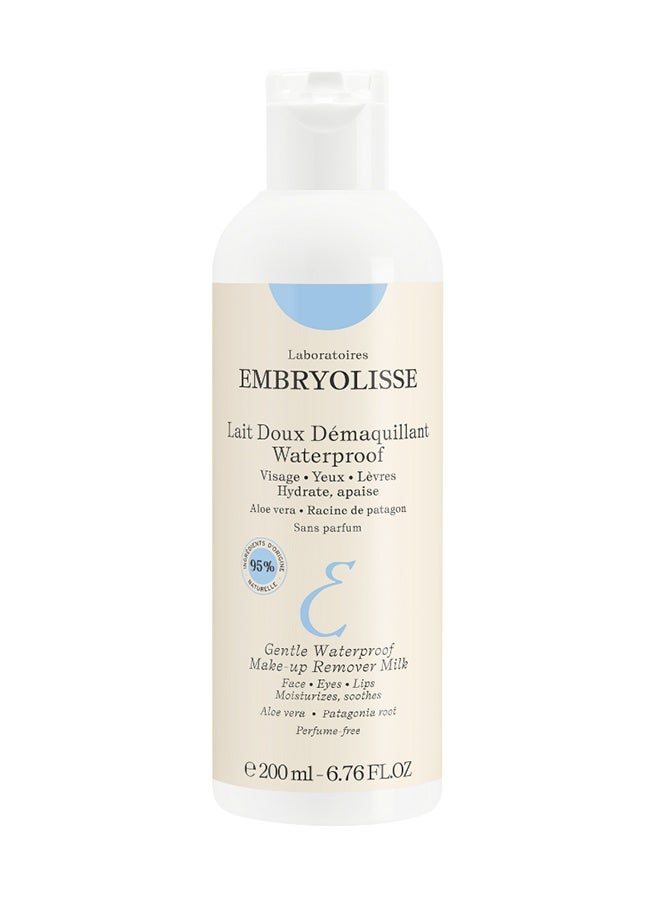 Embryolisse Gentle Waterproof Makeup Remover Milk – 4-in-1 Cleanser for Face, Eyes & Lips, Fragrance Free with Aloe Vera, All Skin Types 200ml