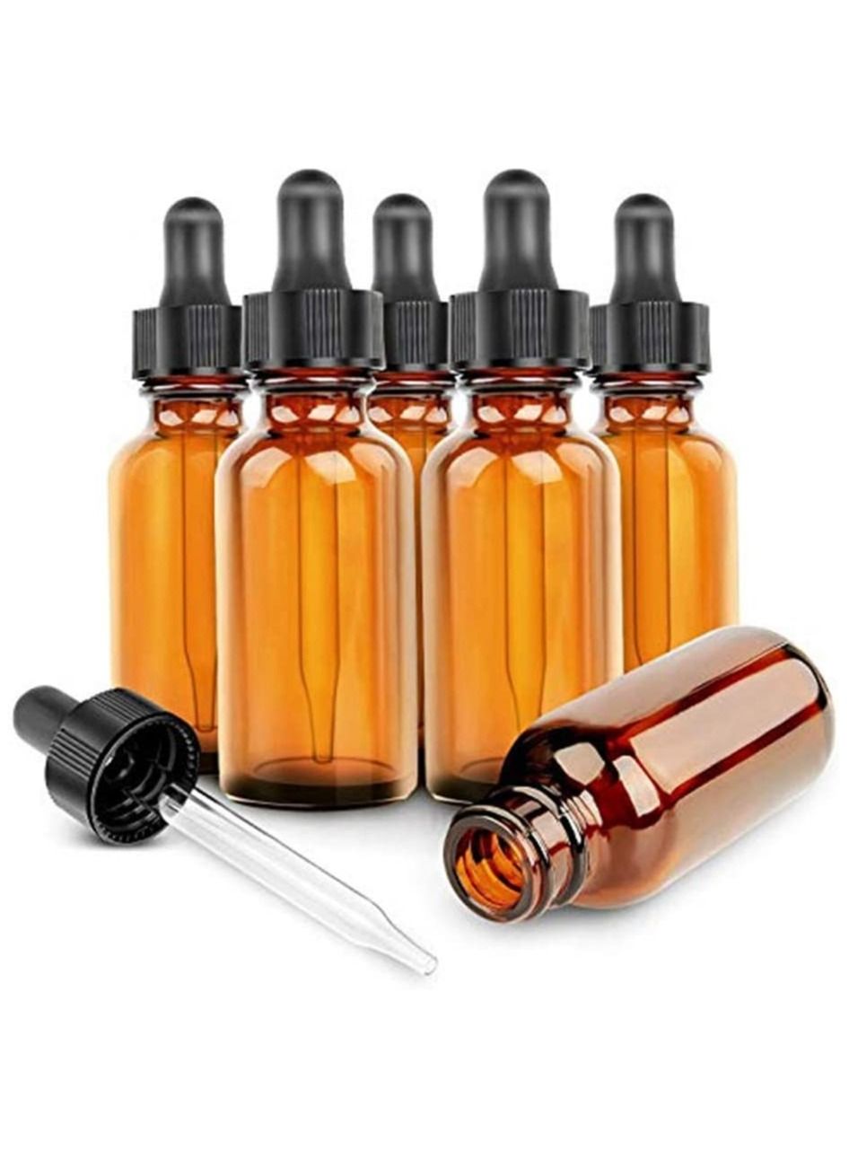 Glass Bottles Essential Oils Glass Eye Dropper 30 ml (1oz) Essential Oils,Glass Eye Dropper Dispenser for Essential Oils, Kitchen Tools, Chemistry Lab Chemicals, Colognes, Amber, 1 fl oz 6 Pack