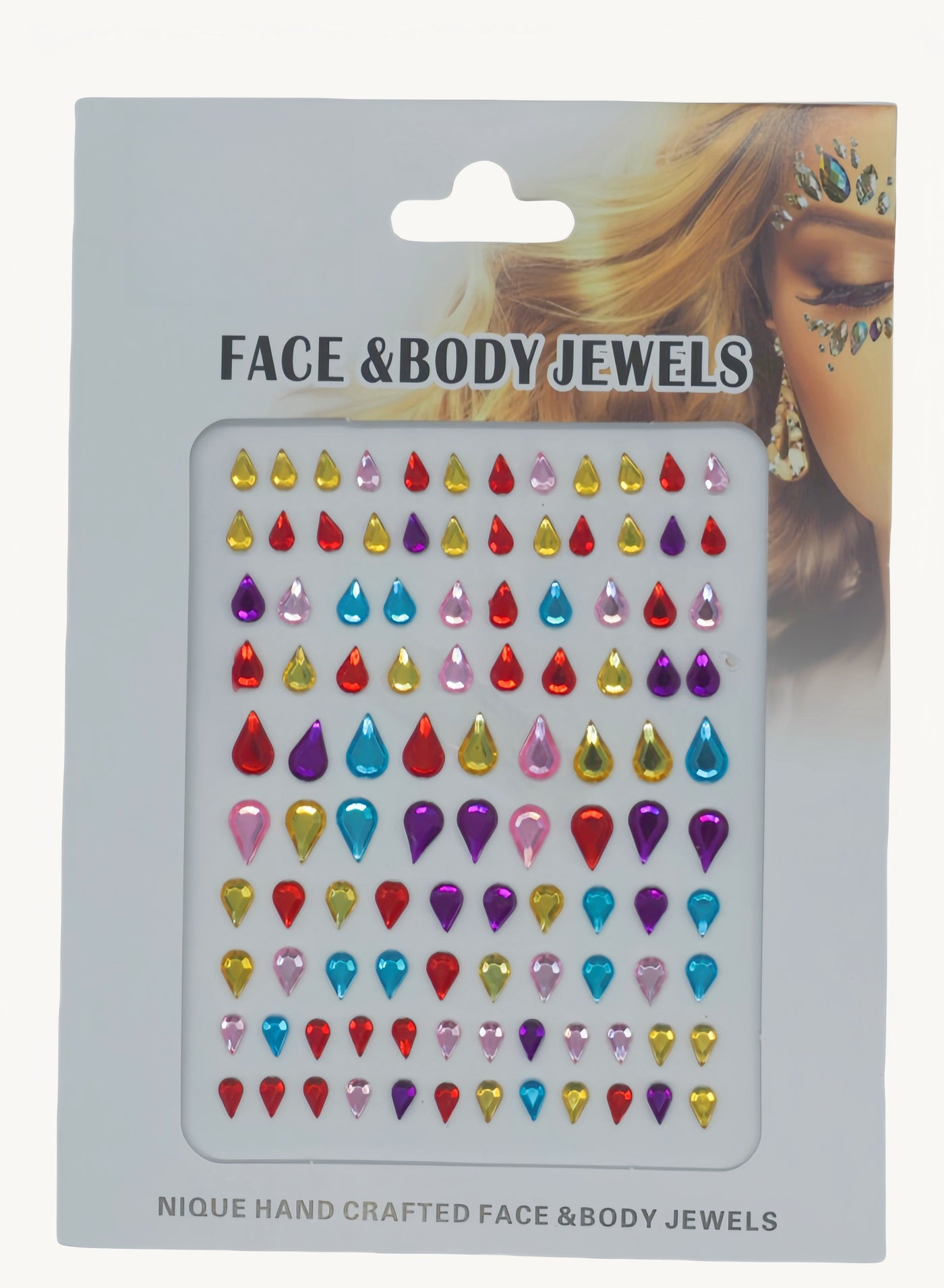 Water drop shaped multi-color crystal diamond stickers face decoration stickers 3D three-dimensional stickers children's DIY decoration self-adhesive jewelry stickers colored diamond stickers