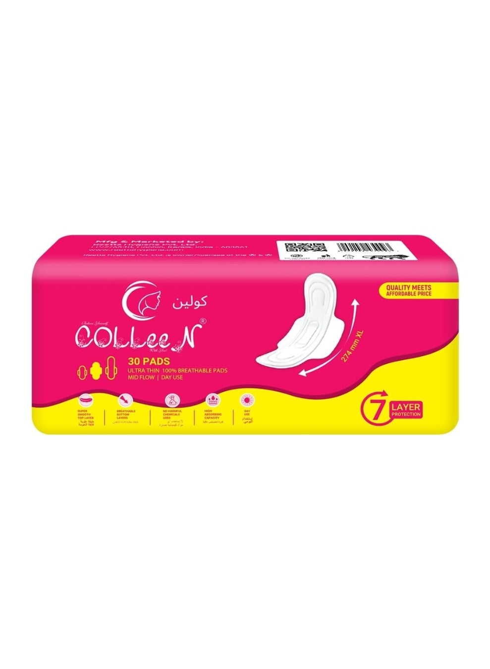 Colleen Ultra Eco Breathable sanitary Napkin XL 30 Pad day Use 274mm