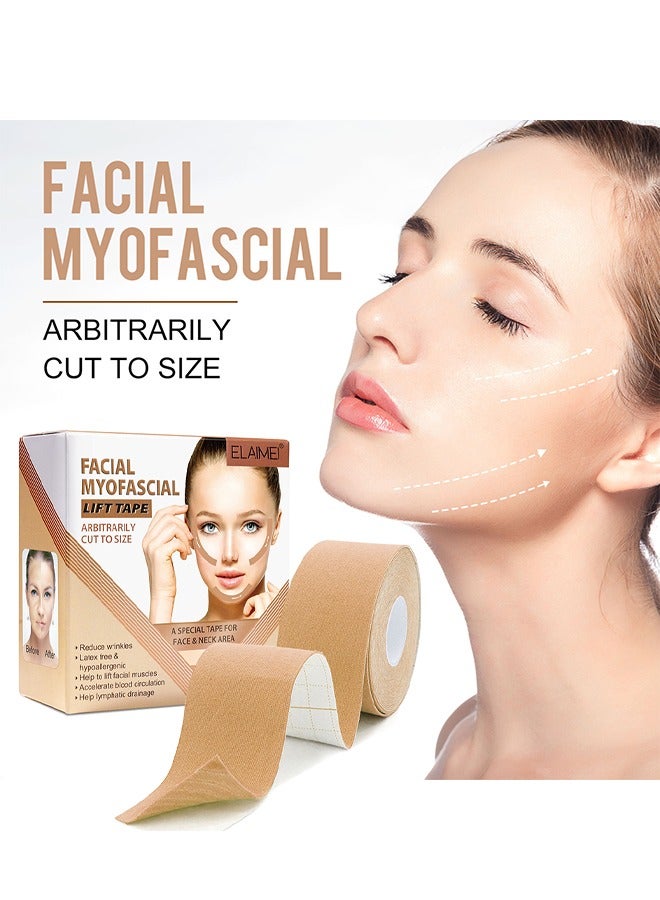 Facial Myofascial Lift Tape - Face Lift Stickers, Face Toning Tape Anti Freeze Anti Wrinkle Belts Patche, Neck Lift Tape Unisex For Firming and Tightening 2.5cm*5m