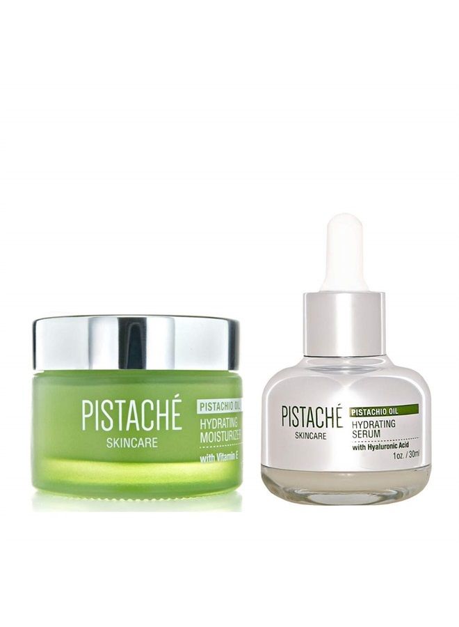 Pistachio Oil Dewy Face Beauty Duo Set + Hyaluronic Acid Face Serum & Face Moisturizer + Hydrates and Nourishes + Vitamin E + Antioxidant