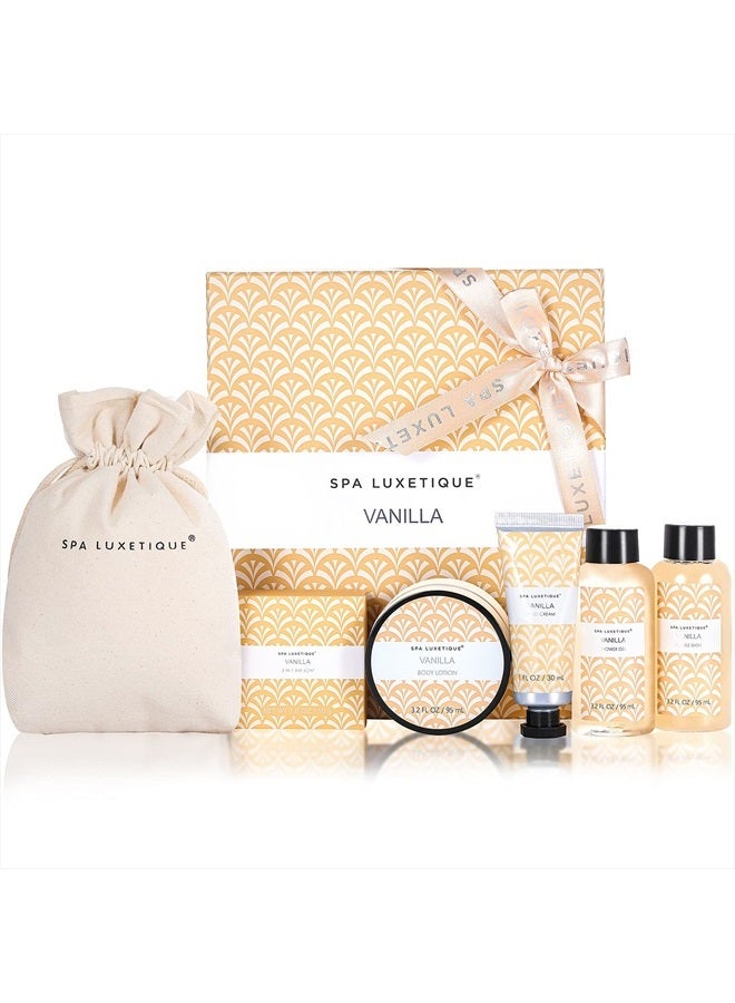 Spa Luxetique Spa Gift Set for Women, Vanilla Spa Set, Bath Kit for Women Gift Set Includes Body Lotion, Shower Gel, Bubble Bath, Hand Cream, Lotion Gift Set for Women, Birthday Gifts For Women