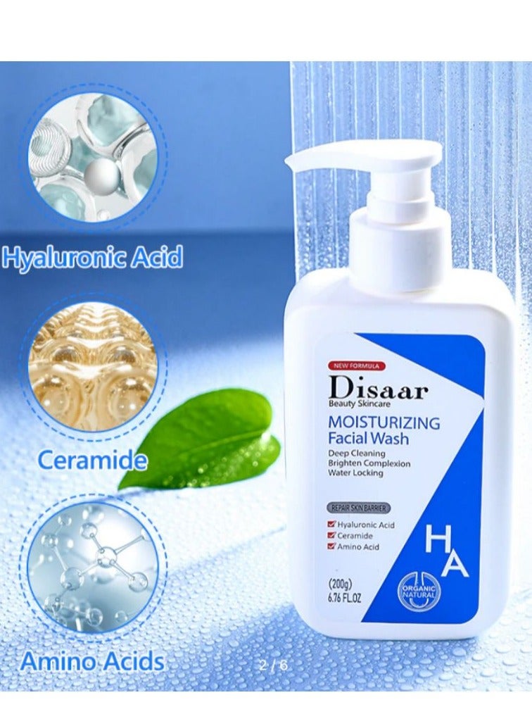 Moisturizing Facial Wash 200g Hyaluronic Acid Ceramide Amino Acid Essence Face Clean Foam Deep Vrighten Complexion Care