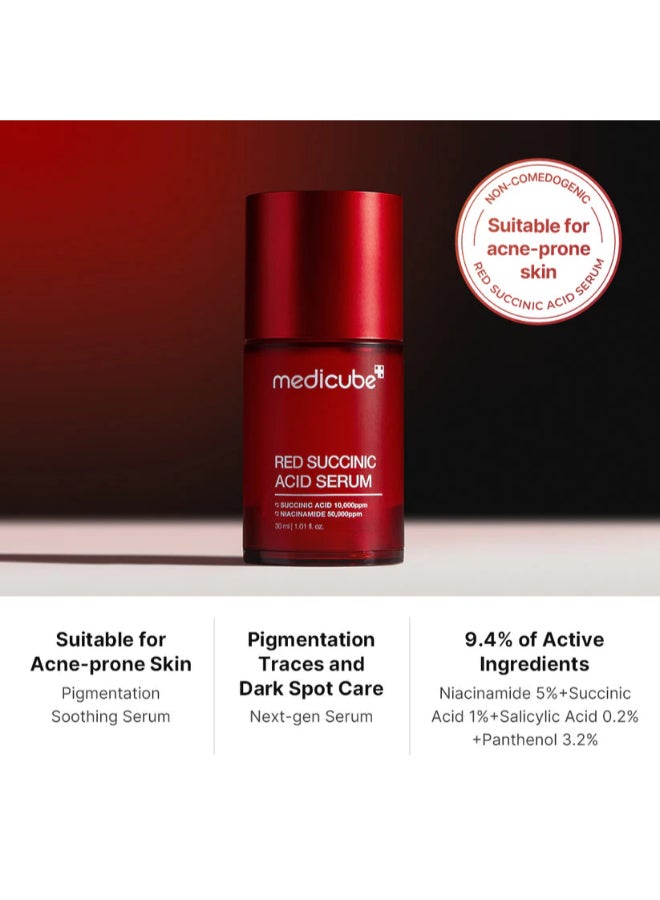 Medicube Red Succinic Acid Clarifying Acne Serum Niacinamide AHA BHA Soothing Panthenol Non-Comedogenic 30ml - image 3