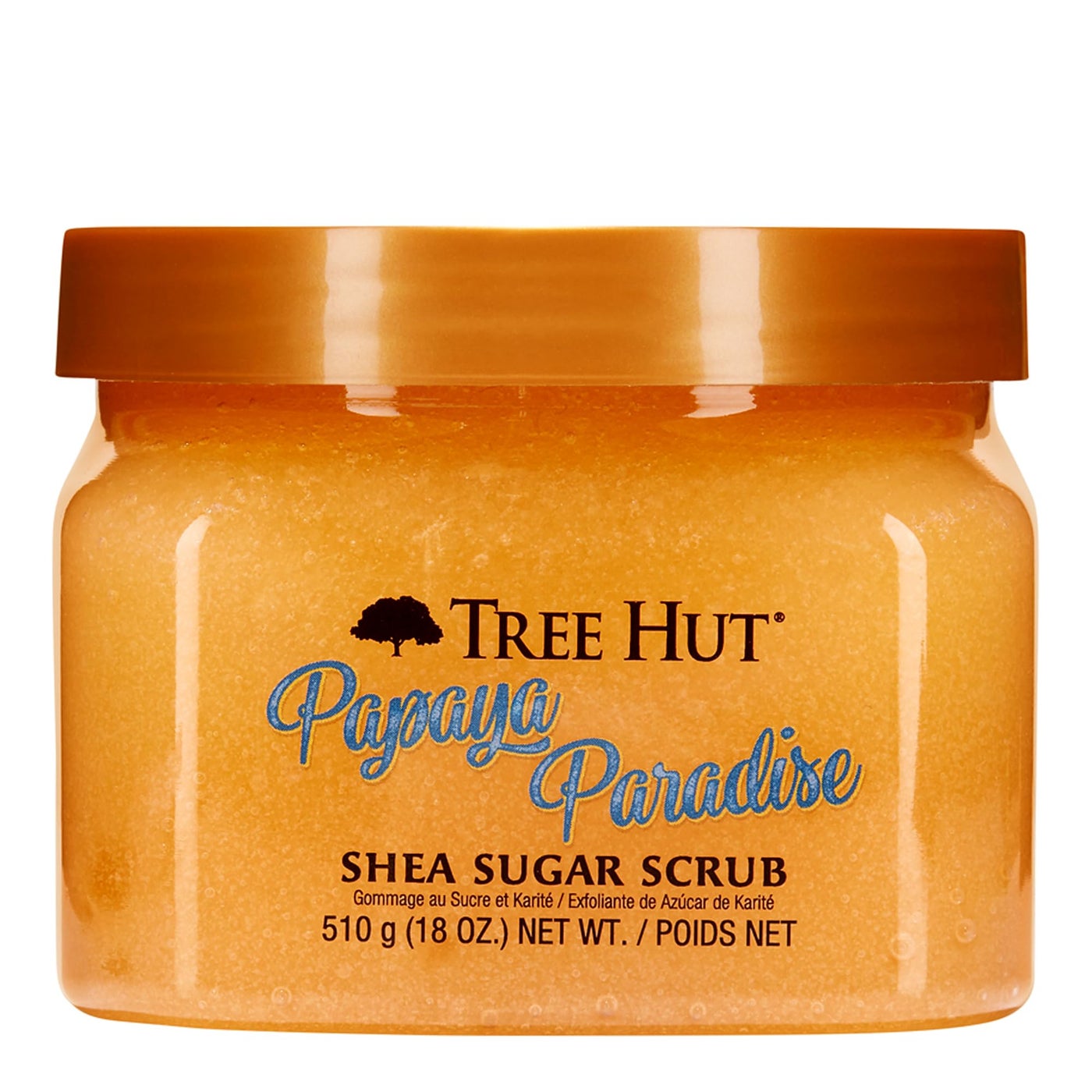 Tree Hut Papaya Paradise Shea Sugar Scrub, Exfoliating, Hydrating & Moisturizing Body Scrub with Shea Butter & Nourishing Essential Oils, Smooth & Soften Skin, 18 oz