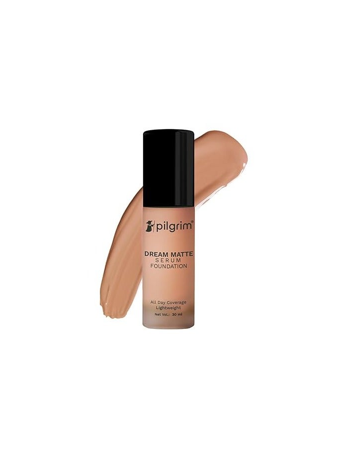 Pilgrim Medium Rich Caramel Serum Liquid Foundation, Matte & Poreless,30 ml |Foundation for face make up infused |Water-Resistant,All Day Coverage| All Skin Type