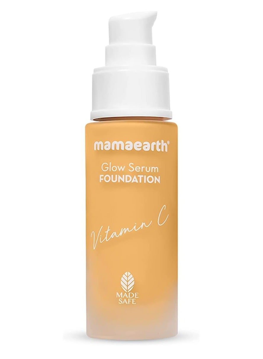 Mamaearth Glow Serum Foundation Lotion with Vitamin c & Turmeric for 12-Hour Long Stay- 02 Crème Glow - 30 ml Dewy Finish