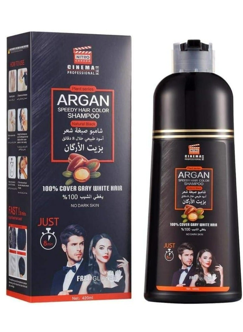 Argan Speedy Hair Color Shampoo Natural Black 420 ML