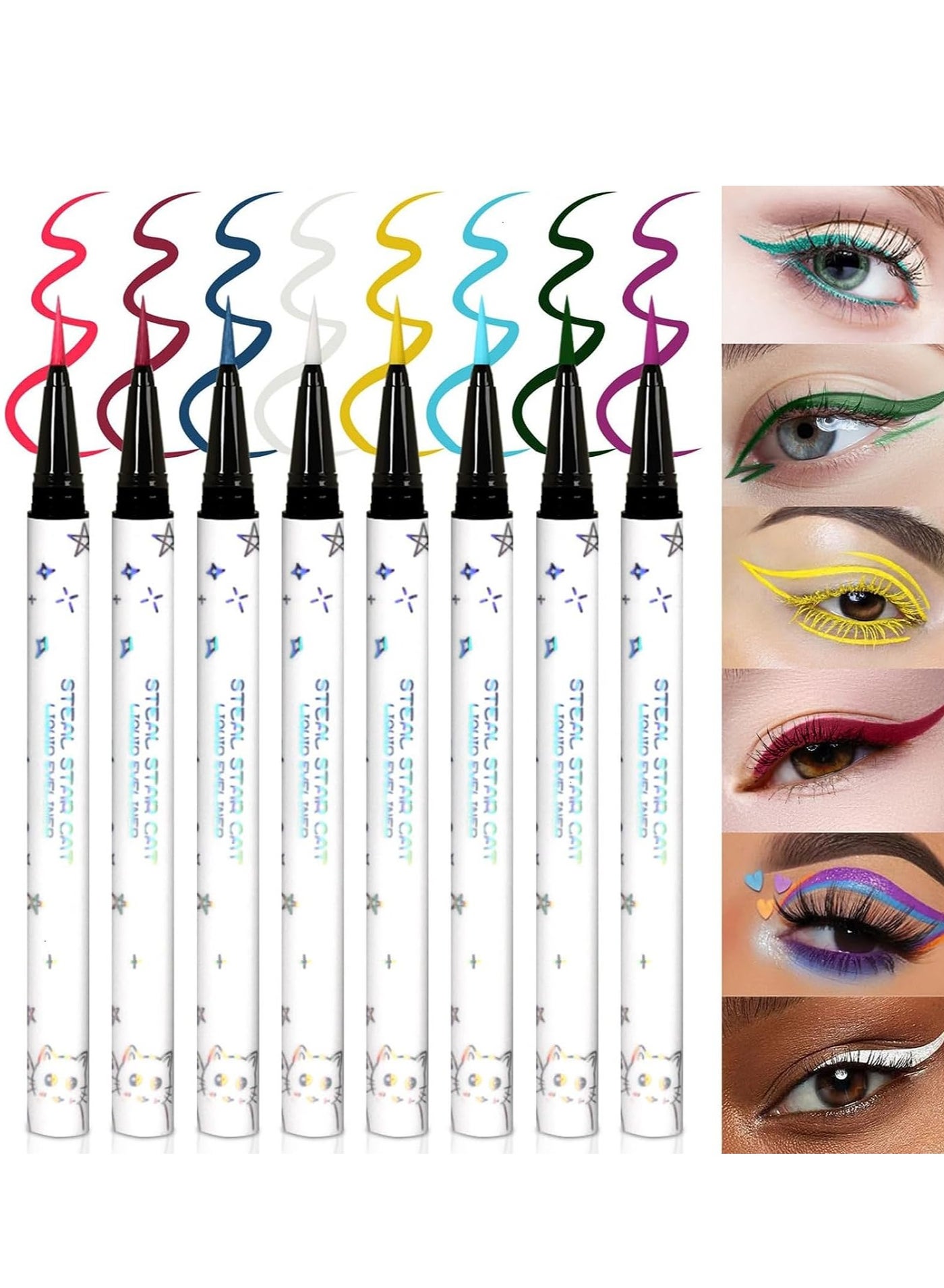 8 Colors Matte Liquid Eyeliner Set Colorful Smudge-proof Waterproof Pencil Makeup Colored Eyeliners Pen Gift