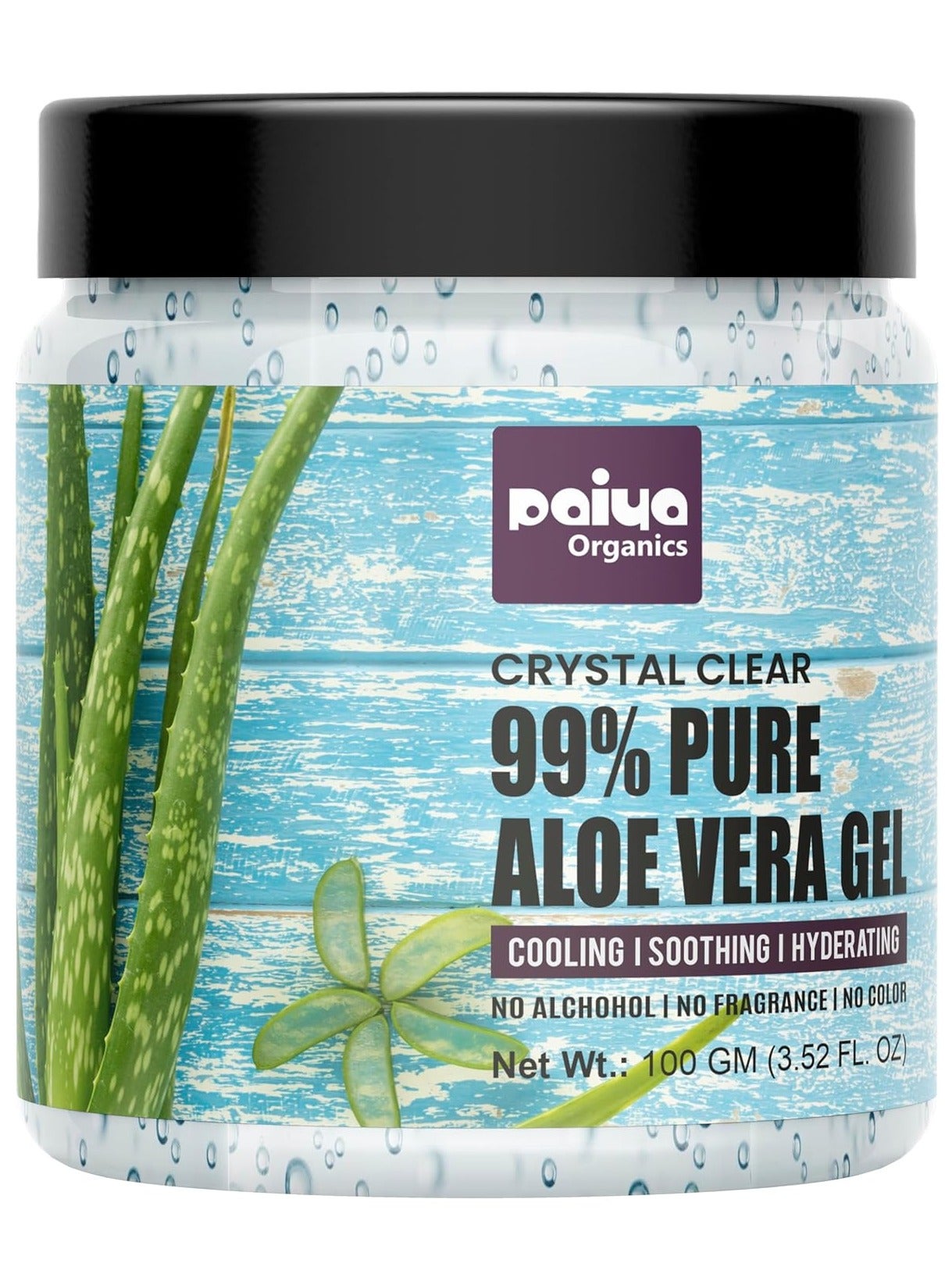 Paiya Organics Aloe Vera Gel 99% Pure Crystal Clear 100 GM For Face and Hair Acne and Pimples Paraben Free