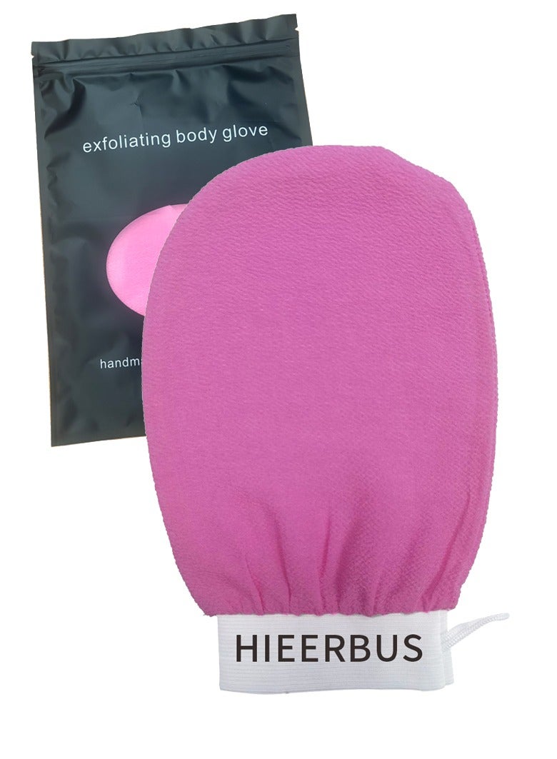 Deep Exfoliating Glove, Korean Loofah for Shower Cleaning and Exfoliating The Skin ,Body Scrubber Loofah Sponge for Dead Skin Remover Making Moroccan Bath at Home Pink