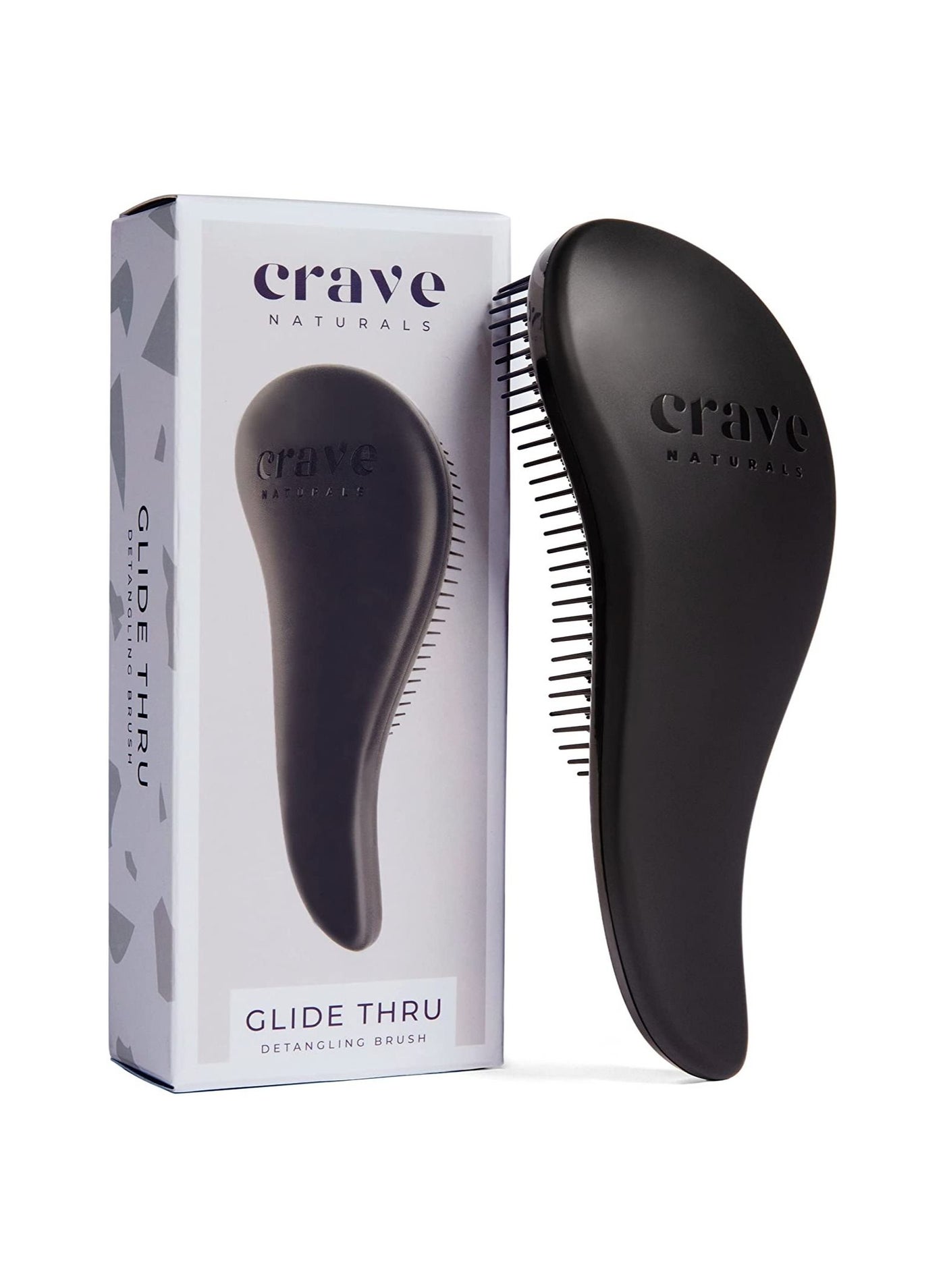 Detangler comb and hair brush for natural curly straight wet or dry hair black