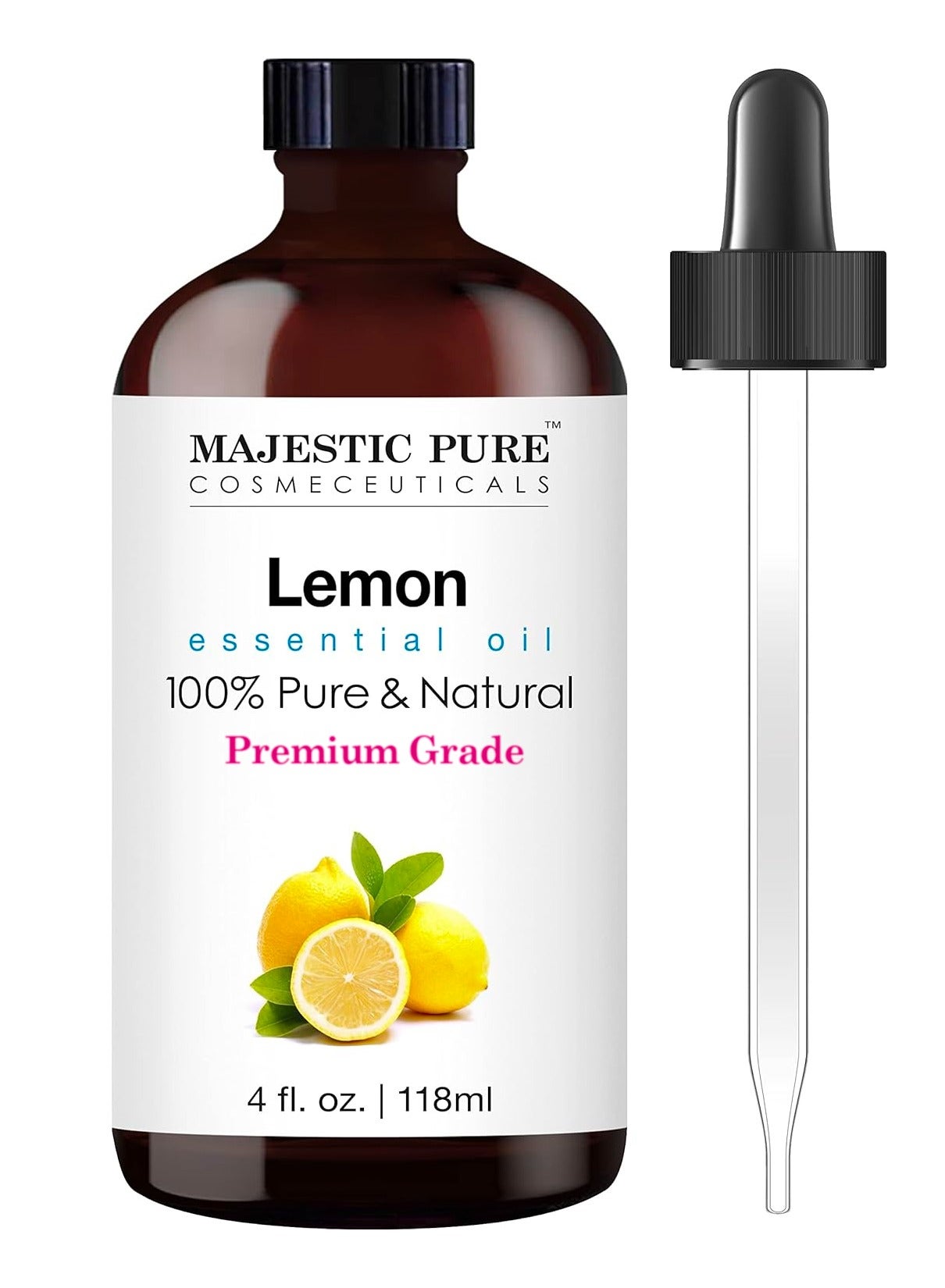 Lemon Essential Oil - 118 ml | 100% Pure and Natural | Premium Grade Essential Oils for Aromatherapy, Diffusers, Skin, Massage and Humidifiers |