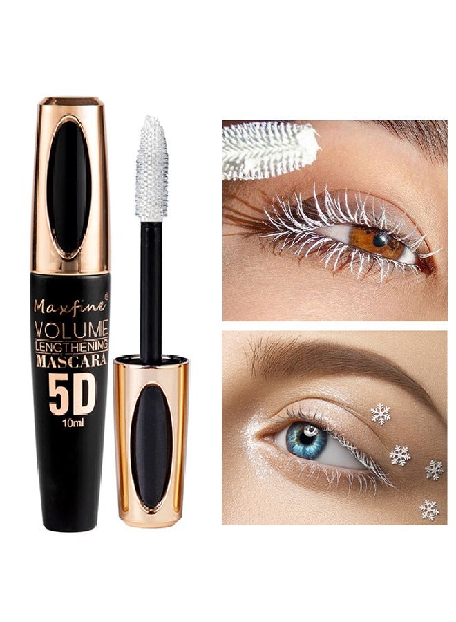 Mascara Volume Lengthening，5D Silk Fiber Mascara with Folding Eyelash Comb Brush,Liquid Colored Mascara Lash Extensions,Waterproof, Sweat-proof, Non-blooming, Long and Multi-color Base#03