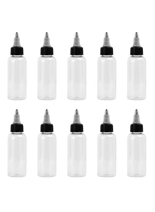 10-Piece Empty Tattoo Ink Bottles Clear/Black