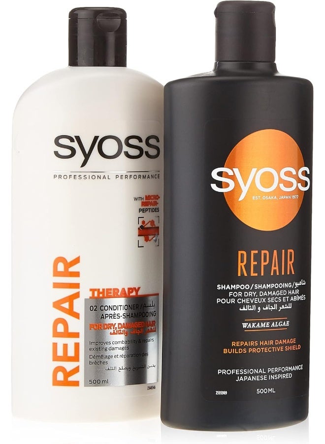 Syoss Repair Therapy 500 ml Shampoo & 500 ml Conditioner