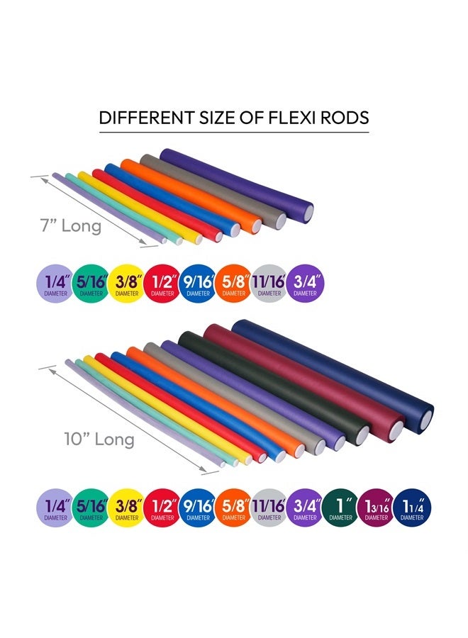 Flexi Rods - Heatless Hair Curler for 90S Glamorous Bouncy Curls Beach Waves, No Slips, Sleep Styler (10" Length, 1" Diameter)