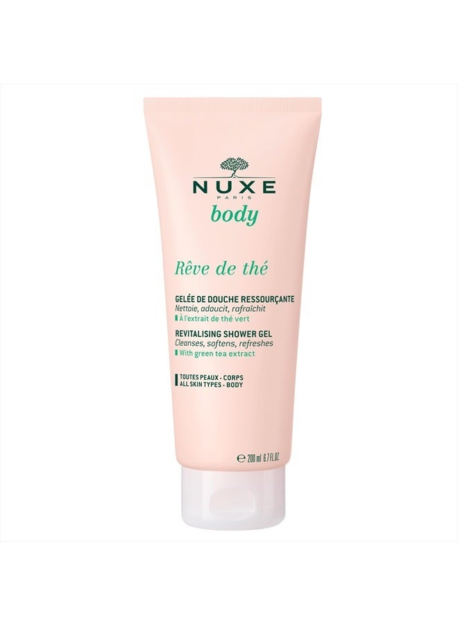 NUXE Rêve de Thé - Revitalising Body Wash with Green Tea - Ultra-Sensorial Nourishing Shower Gel with Glycerin, 6.7 Fl Oz