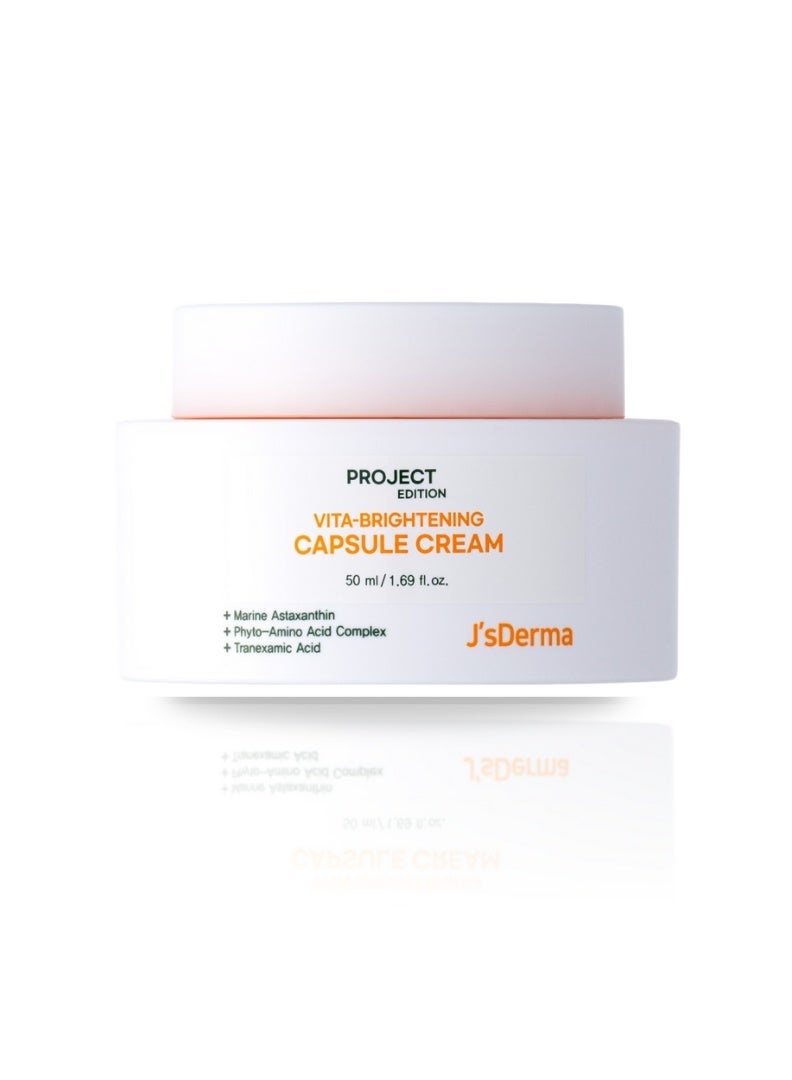 Vita-Brightening Capsule Cream 50ml | Korean Face moisturizing Cream I Brightening & Anti-Wrinkle Care with Tranexamic Acid, Niacinamide & Astaxanthin | Dark Spot & Radiance Cream