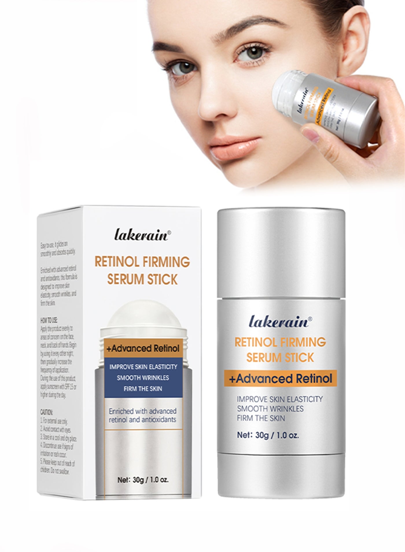 Retinol Firming Serum Stick Skin Moisturizing Stick Retinol Line Firming Eye Cream Stick Tighten and Firm Wrinkles and Laugh Lines Lifting and Firming Serum with Retinol Skin Nourishing Serum Stick 30g